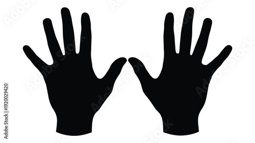Two black hand silhouettes displayed against a white background. isolated on white background, Vector