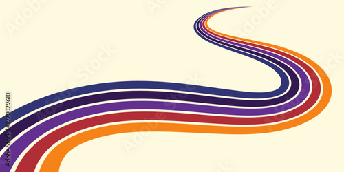 Abstract 1970's background design in futuristic retro style with colorful lines. Vector illustration.