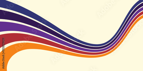 Abstract 1970's background design in futuristic retro style with colorful lines. Vector illustration.