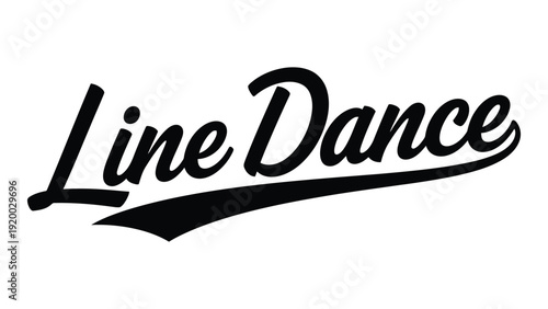 A stylized logo featuring the words line dance in a cursive font. isolated on white background, Vector