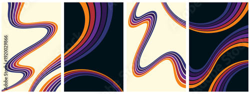 Retro vintage 70s style stripes background poster lines. shapes vector design graphics retro background 1970s. Abstract stylish 70s era line frame illustration