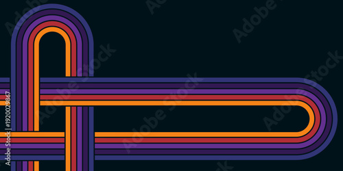 Abstract 1970's background design in futuristic retro style with colorful lines. Vector illustration.