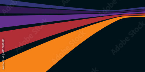 Abstract 1970's background design in futuristic retro style with colorful lines. Vector illustration.