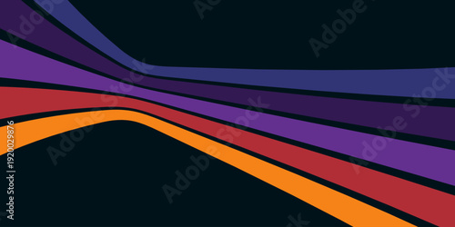 Abstract background of rainbow groovy Wavy Line design in 1970s Hippie Retro style. Vector pattern ready to use for cloth, textile, wrap and other.