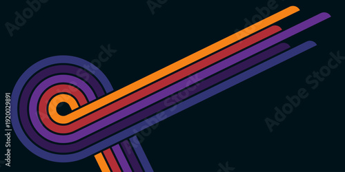 Abstract background of rainbow groovy Wavy Line design in 1970s Hippie Retro style. Vector pattern ready to use for cloth, textile, wrap and other.