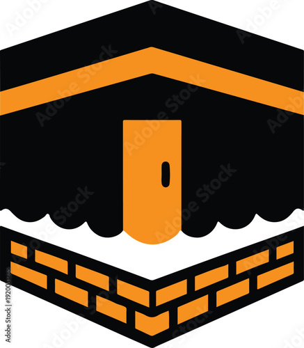 Modern Kaaba Icon Design for Islamic Hajj and Umrah Pilgrimage