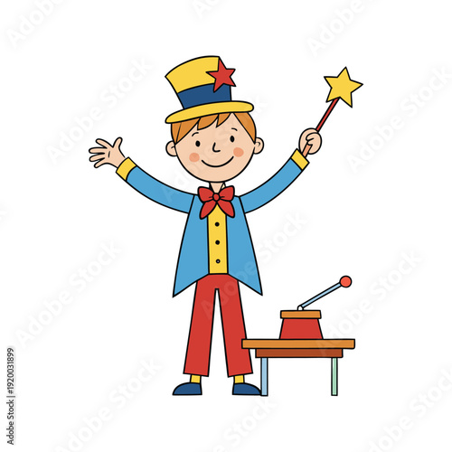 Young magician performing for national tell a joke day magic show act