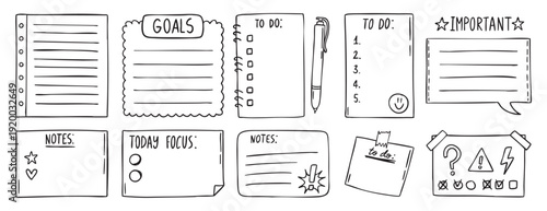 sticky note, reminder, to do list in doodle style doodle isolated on white background. doodle hand drawn, for stickers, logos, branding, social media and printable.