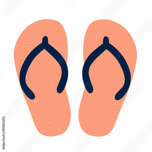 Flip flops in flat style for beach holiday theme. Ideal for travel and fashion design.