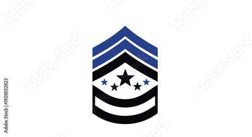 Military insignia with chevron stripes and stars a bold silhouette