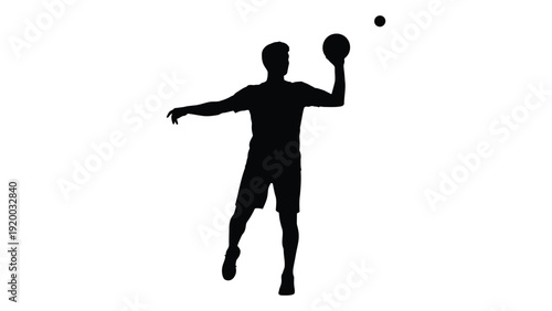 Silhouette of a person playing with a ball against a white background isolated on white background, Vector