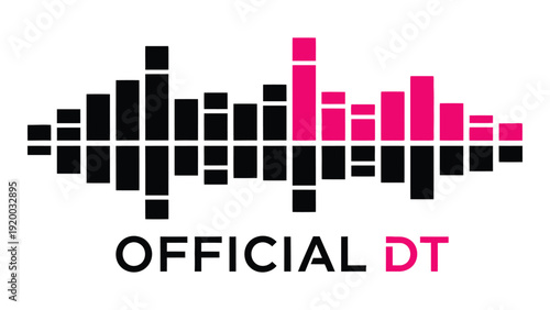 Modern logo design featuring abstract sound waves and bold text isolated on white background, Vector