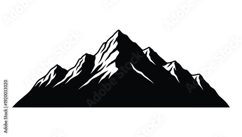 Majestic mountain range with sharp peaks and deep valleys. isolated on white background, Vector