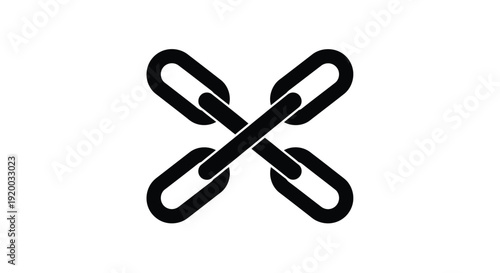 Interlocking chain links form an abstract design black silhouette