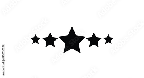Five black stars in a row simple graphic representation silhouette