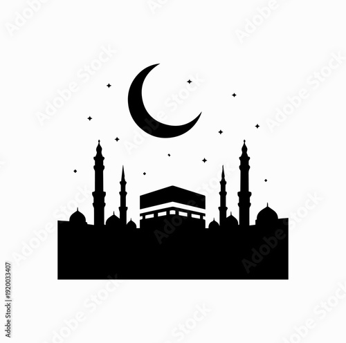 Minimal Ramadan Makkah Skyline