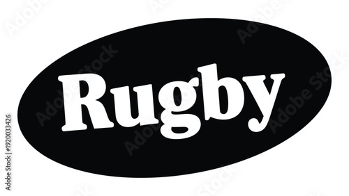 A bold and striking logo featuring the word rugby in a classic typeface. isolated on white background, Vector