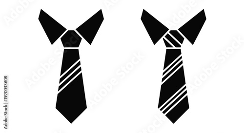 Two black neckties displayed against a white background silhouette