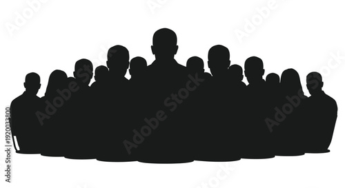 Group of people depicted as a dark striking silhouette