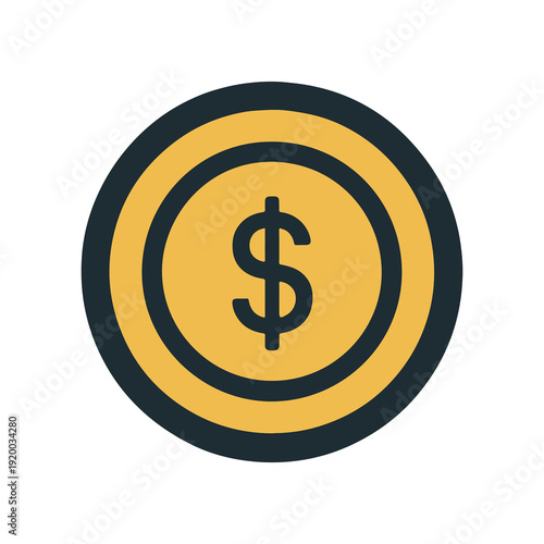 Golden coin with dollar symbol showing wealth and financial success