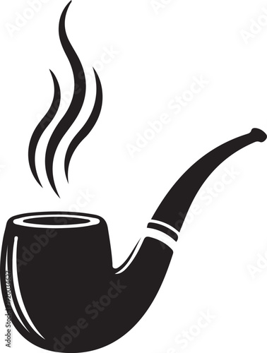 A black and white illustration of a smoking pipe on a plain background