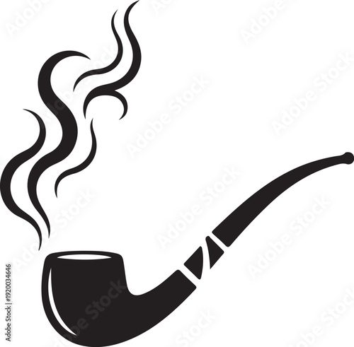 A black and white illustration of a smoking pipe on a plain background