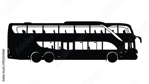 A sleek and modern double decker bus with large windows and a curved front isolated on white background, Vector