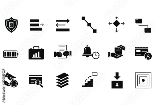 Business Project Management Icons Set Glyph Vector Pack