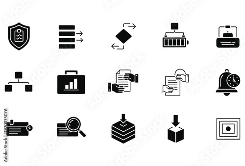 Business Project Management Icons Set Glyph Vector Pack