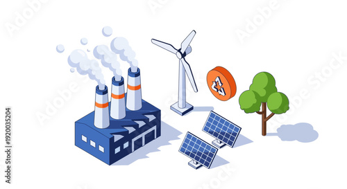 Renewable Energy Sources Replacing Industrial Pollution.