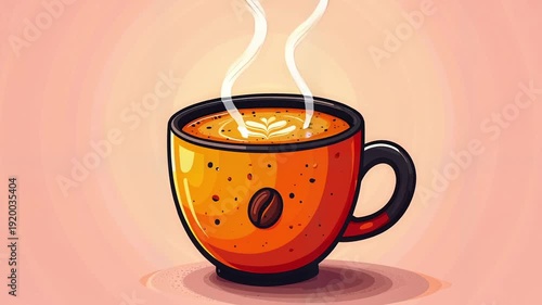 Steaming Coffee Cup Illustration - A Warm and Inviting Beverage.