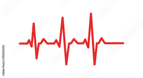 Red electrocardiogram heartbeat rhythm line illustration