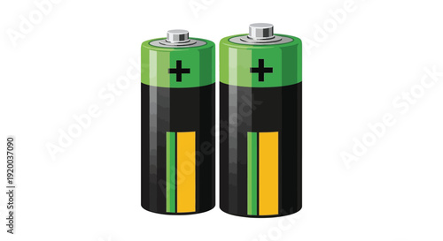 Simple vector illustration graphic depicting two identical aa batteries standing side by side. 