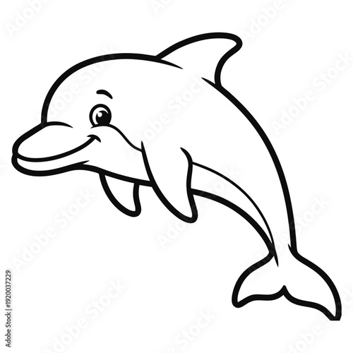 Smiling dolphin jumping out of water in playful motion