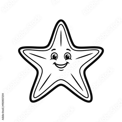 Smiling cartoon star with happy face