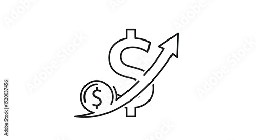 Financial growth depicted with a dollar sign arrow a simple silhouette