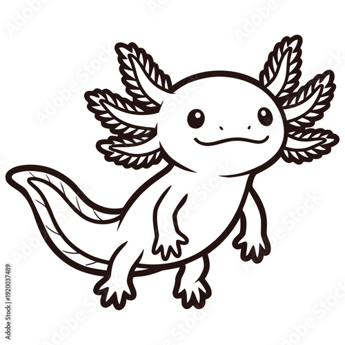 Cute cartoon axolotl with a happy smile