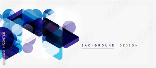 Abstract geometric shapes overlap, creating dynamic blue gradient effect. Minimalist design suits modern backgrounds, headers.