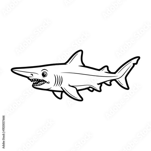 Fierce shark swimming in ocean waters with sharp teeth