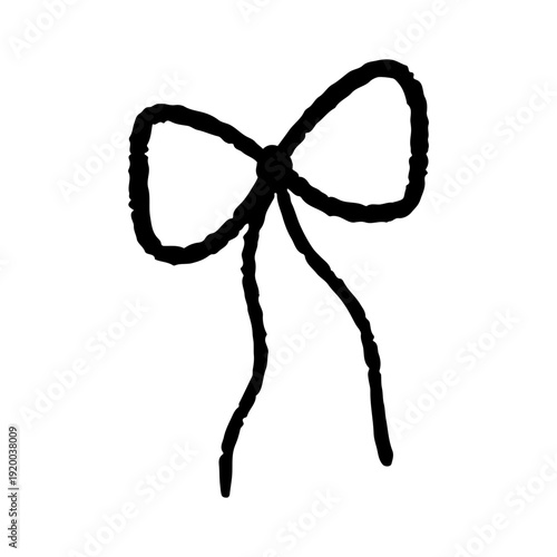 Cute coquette bow, hand-drawn doodle illustration. 