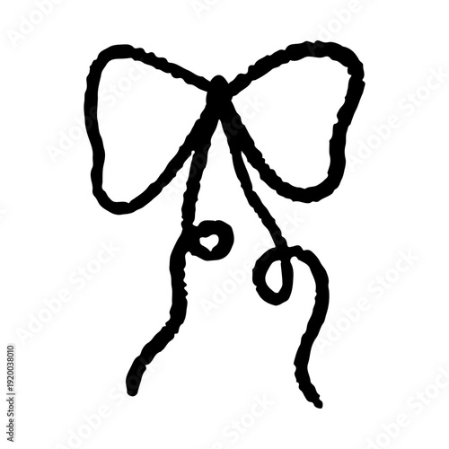 Cute coquette bow, hand-drawn doodle illustration. 