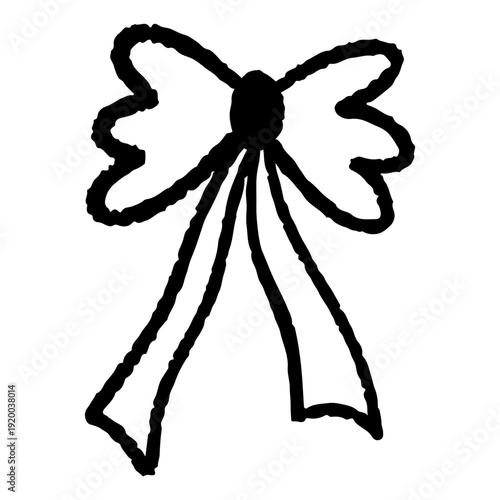 Cute coquette bow, hand-drawn doodle illustration. 