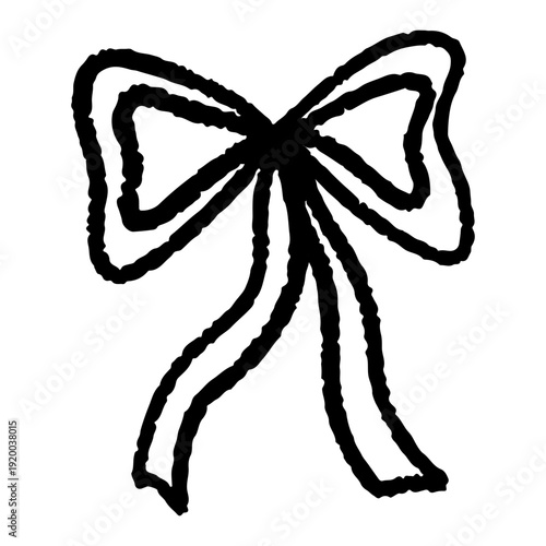 Cute coquette bow, hand-drawn doodle illustration. 