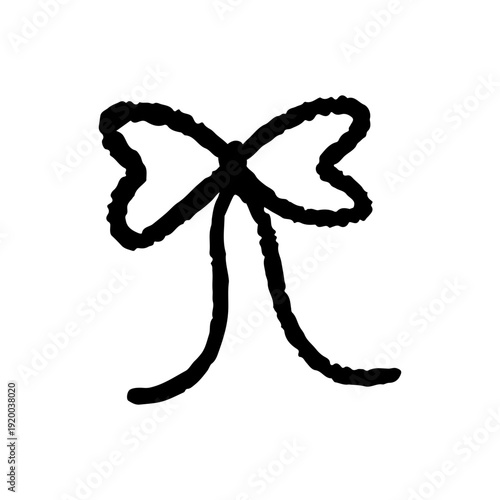 Cute coquette bow, hand-drawn doodle illustration. 