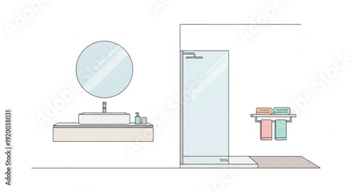 Modern Bathroom Fixtures Including Sink Mirror and Shower.