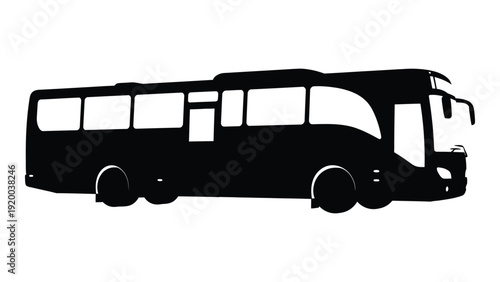 A sleek and modern black bus silhouette against a white background isolated on white background, Vector