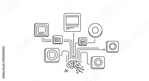 Digital Workflow Automation Business Process Line Icons
