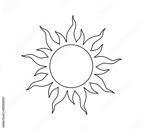 Tribal sun symbol. Tattoo design. Star graphic geometric shape. Mystic line sun icon. Traditional ethnic art design element. Vector illustration isolated on white background.