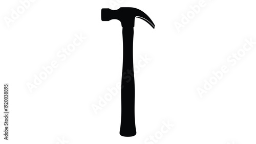 A black and white silhouette of a hammer with a straight claw. isolated on white background, Vector