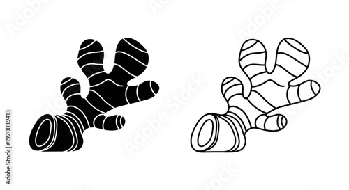 Black and white ginger root illustration, vector design Vector